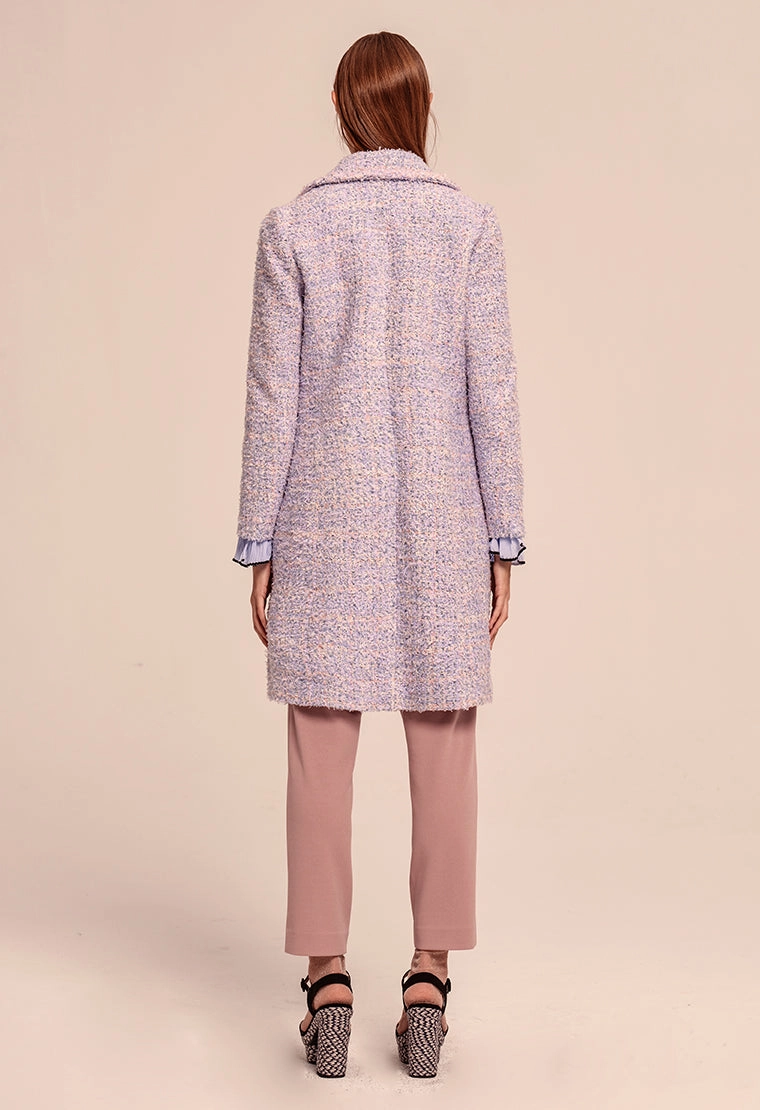 Purple long tweed coat