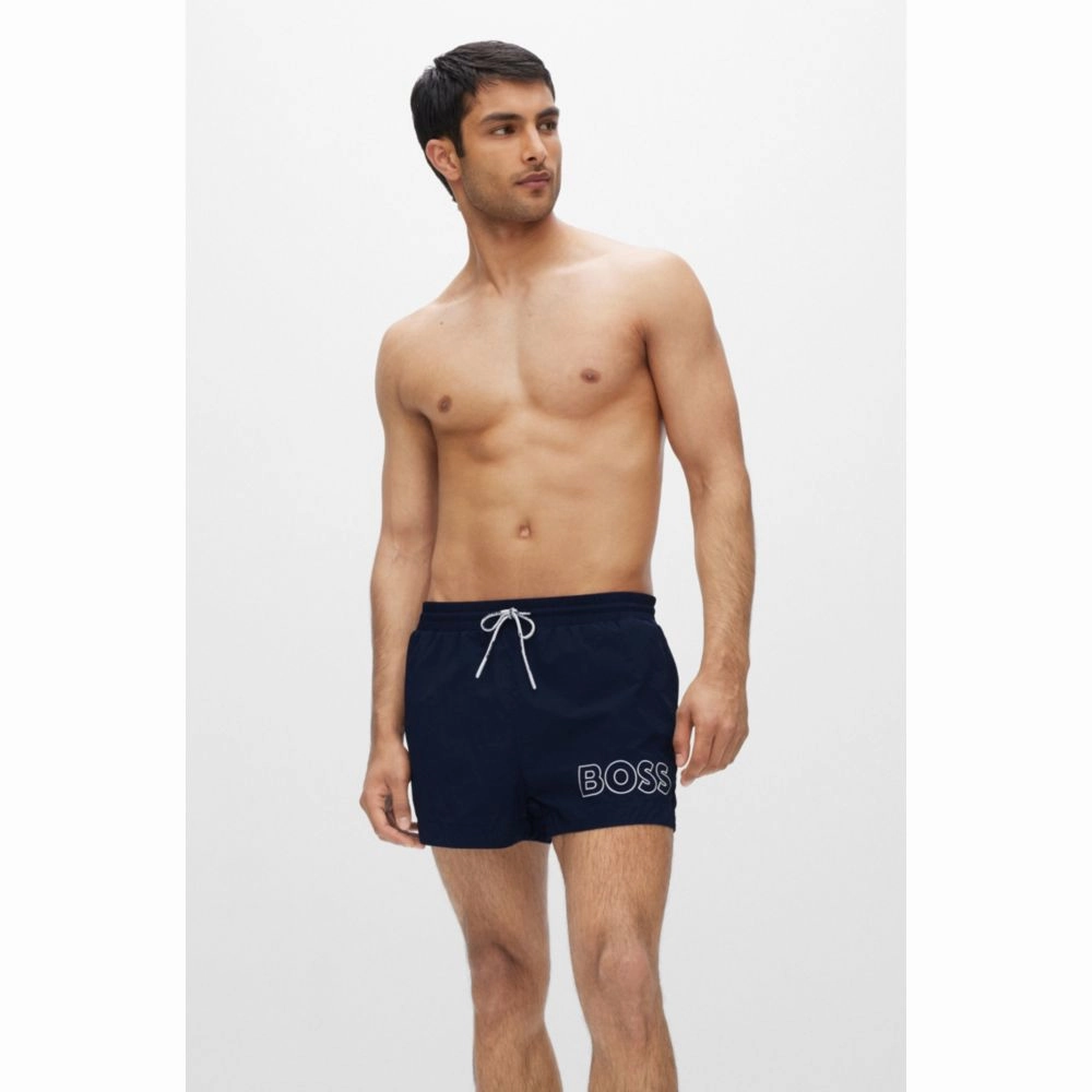 Quick-drying swim shorts with outline logo