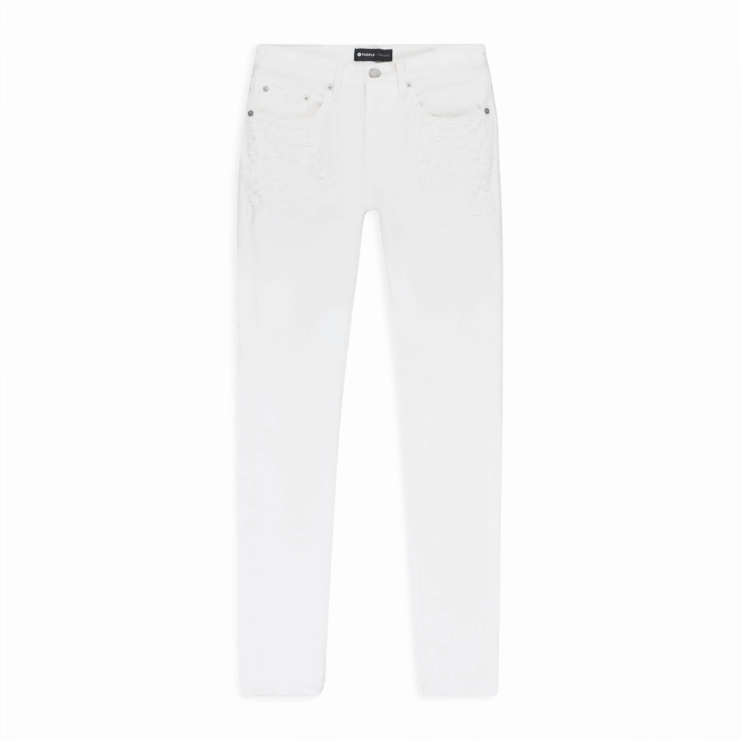 QUILTED DESTROY POCKET White SKINNY JEANS