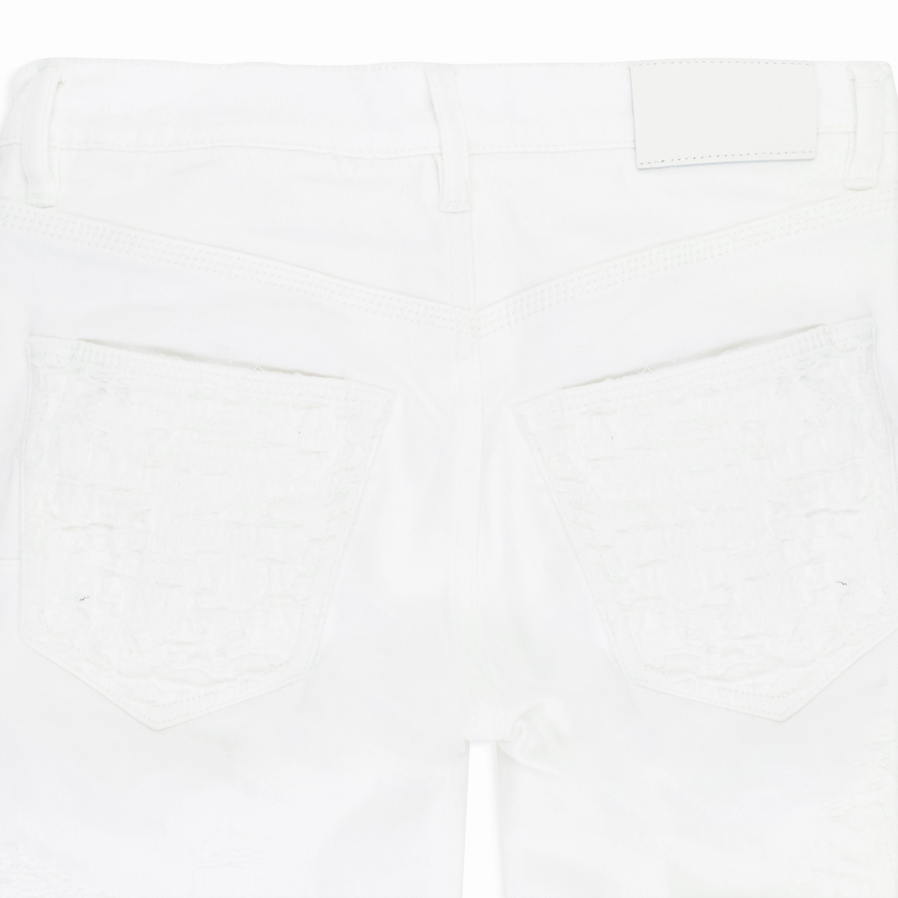 QUILTED DESTROY POCKET White SKINNY JEANS