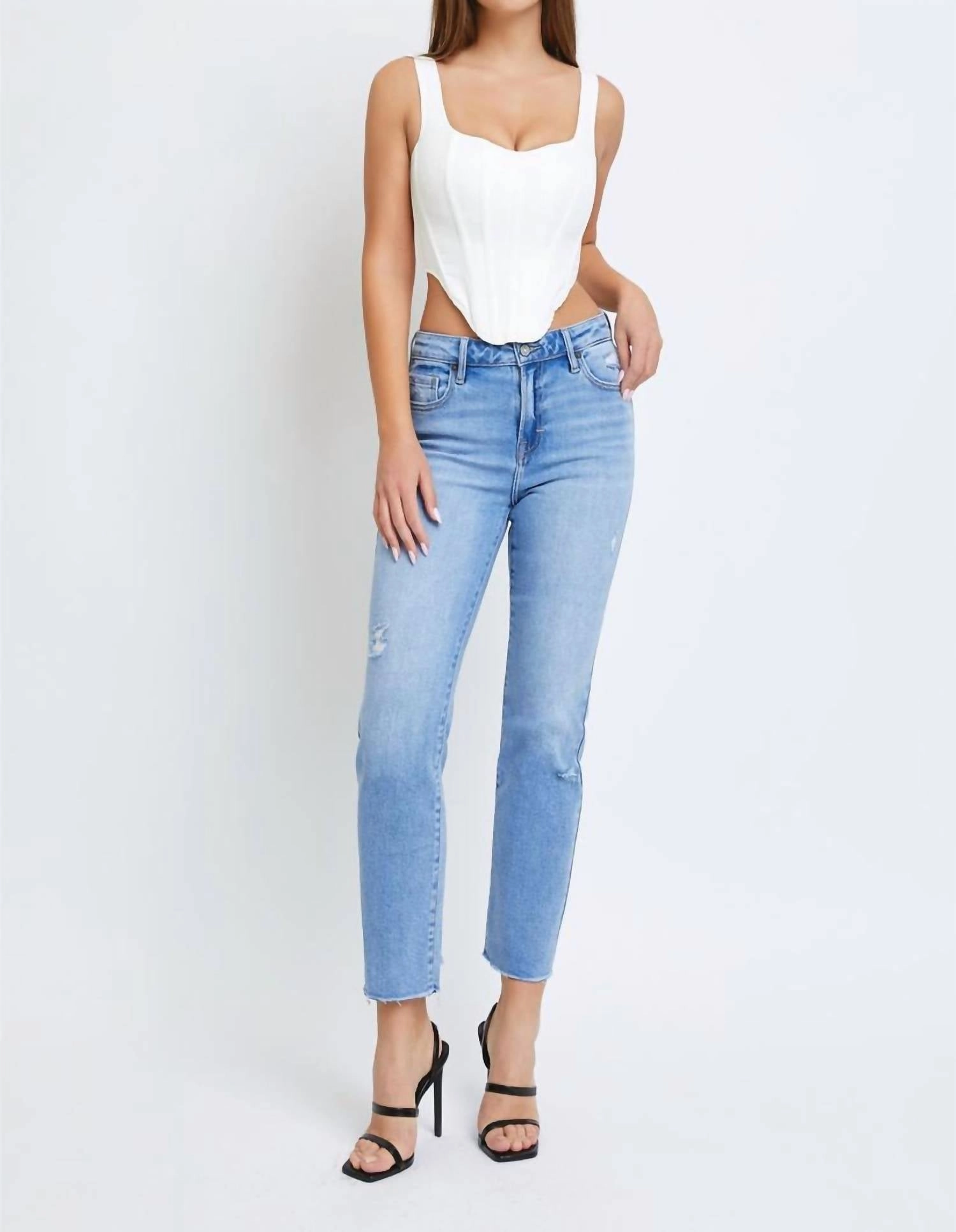 Quinn Crop Cigarette Fit Jean In Medium Light Wash