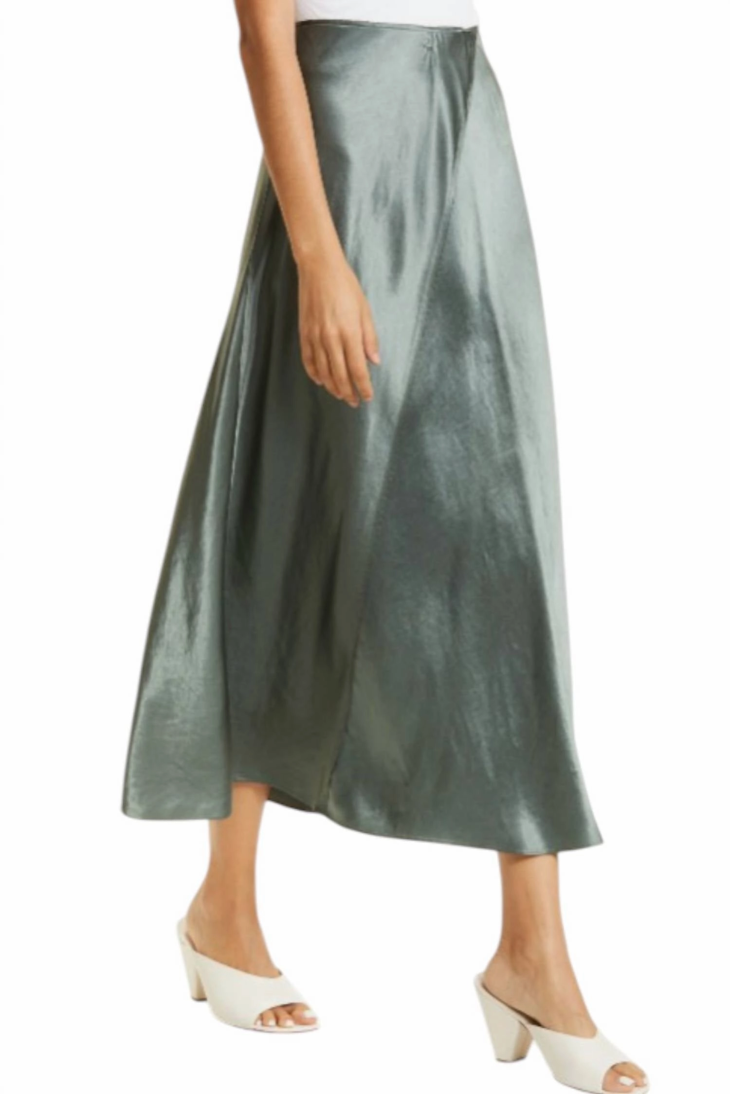 Raw Edge Paneled Slip Skirt In Deep Aegean