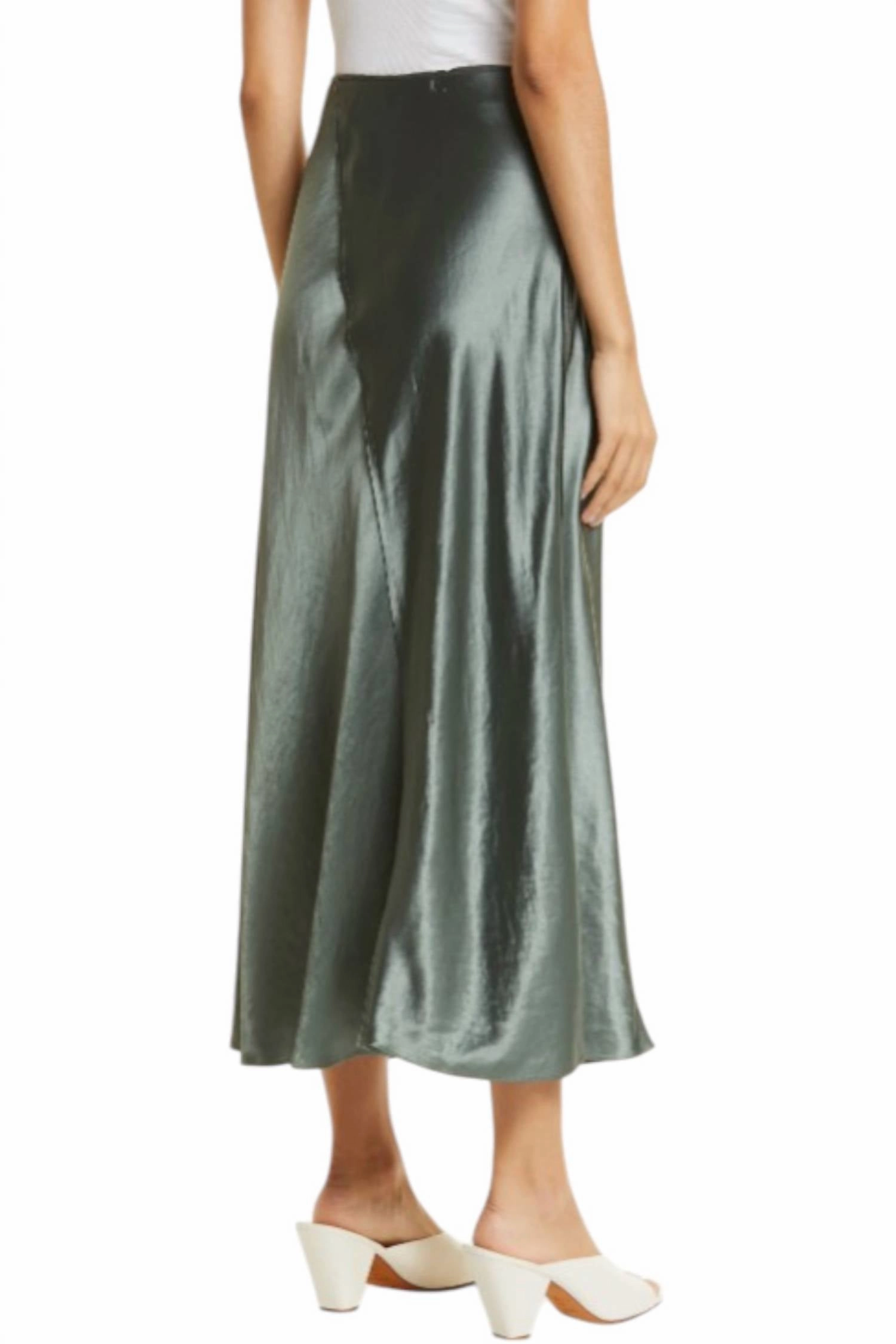Raw Edge Paneled Slip Skirt In Deep Aegean