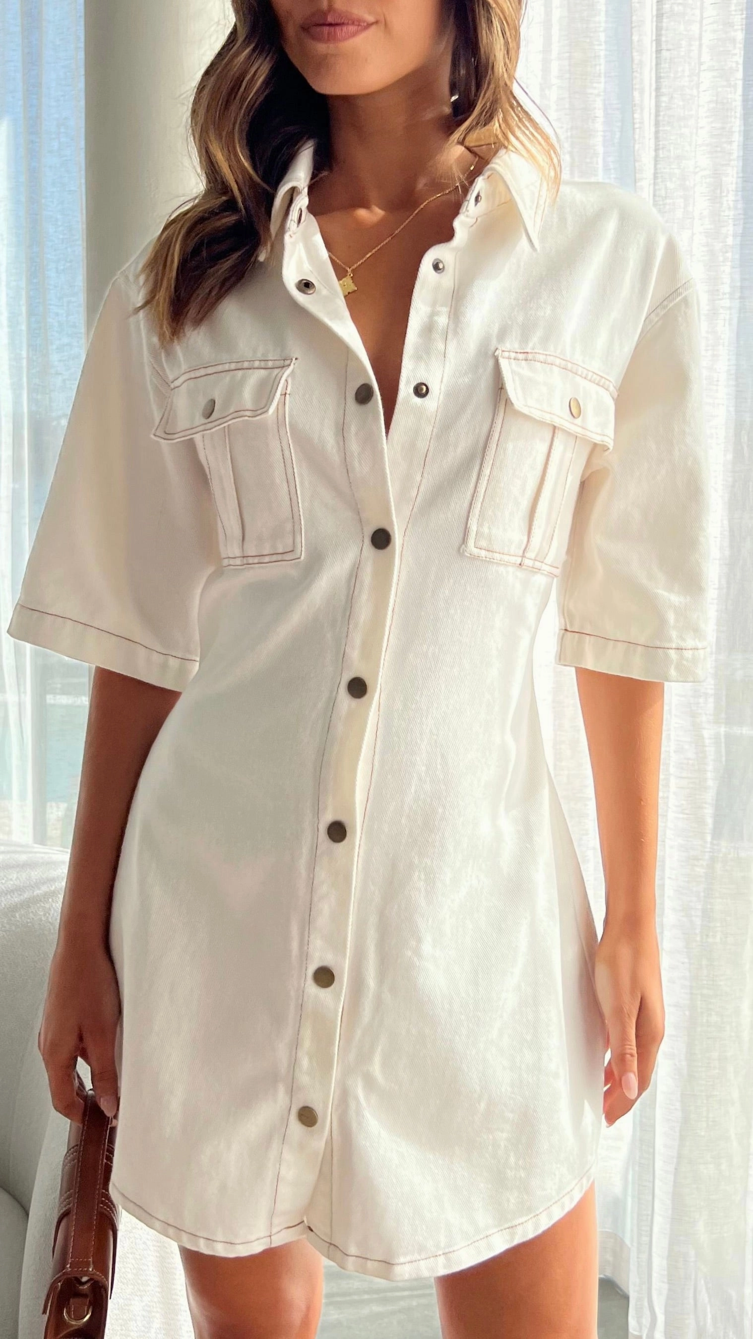 Raz Mini Dress - White Denim