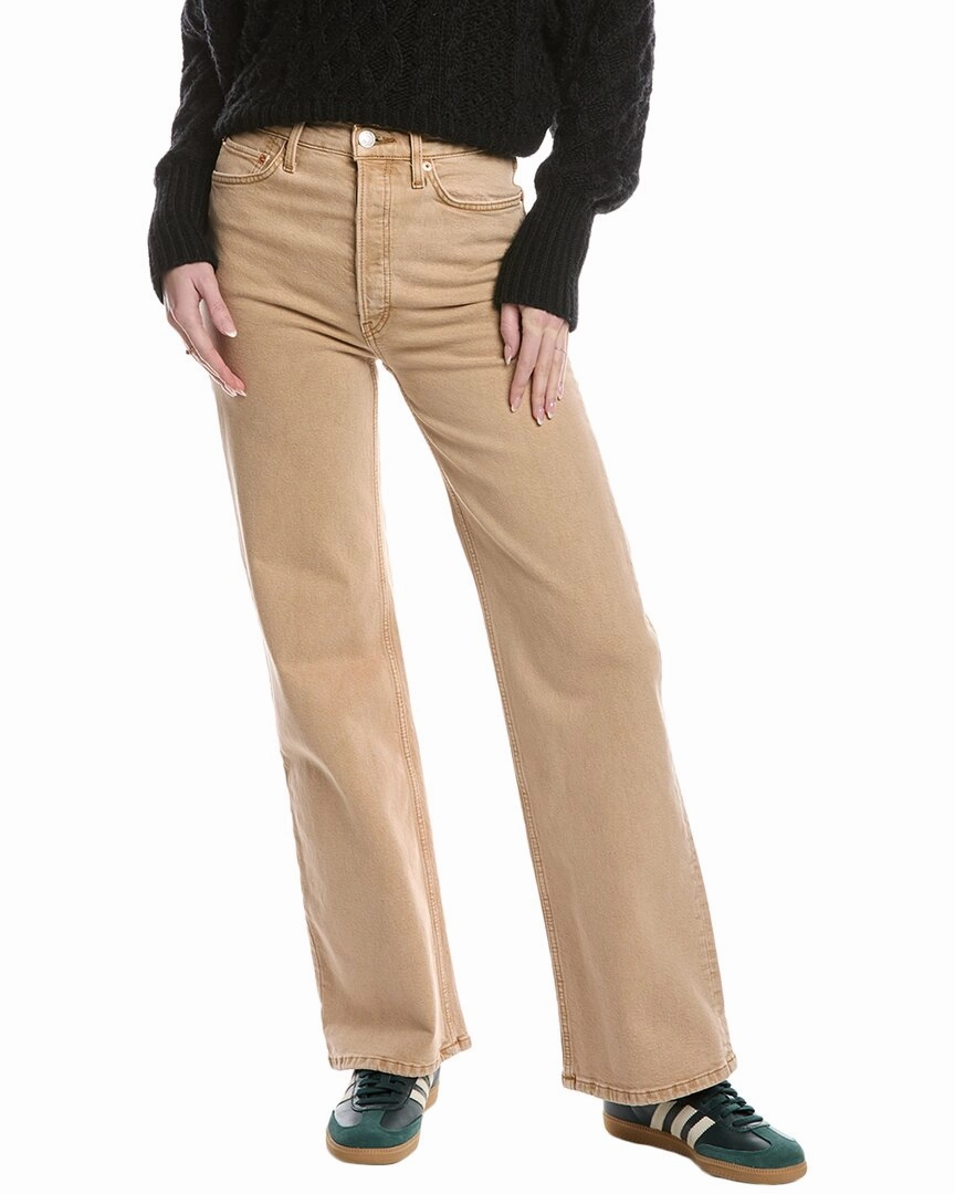 RE/DONE 70's Ultra High-Rise Washed Khaki Wide Leg Jean