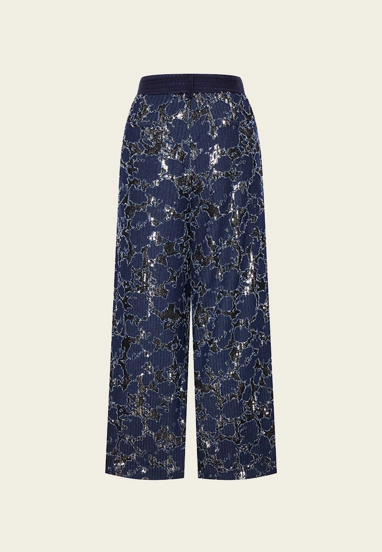 Reconstructed Denim Lace Wide Leg Pants