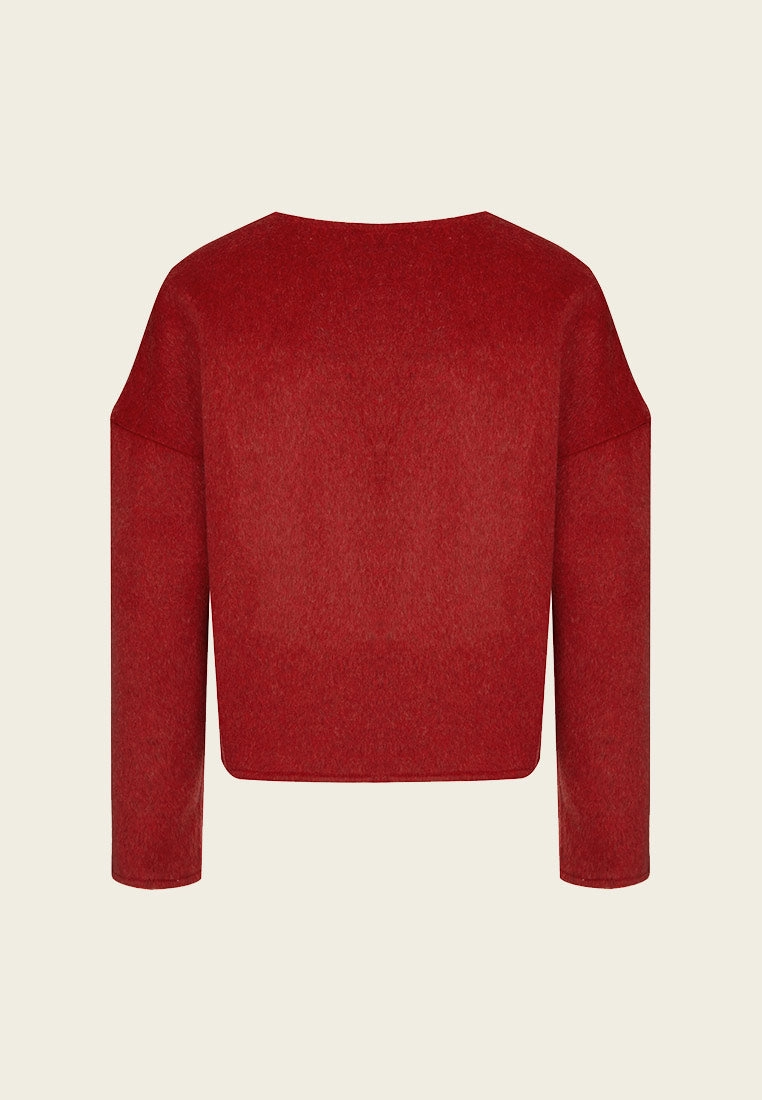 Red Front Slit Wool Jacket