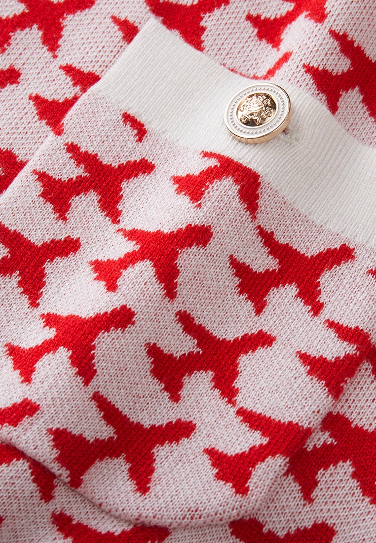 Red Patterned Knit Vest