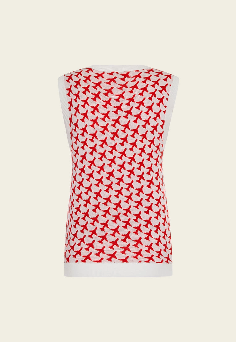 Red Patterned Knit Vest