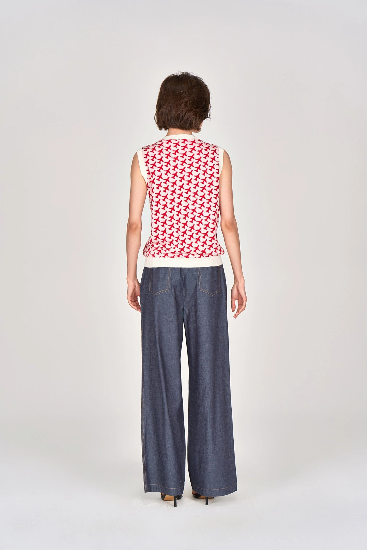 Red Patterned Knit Vest