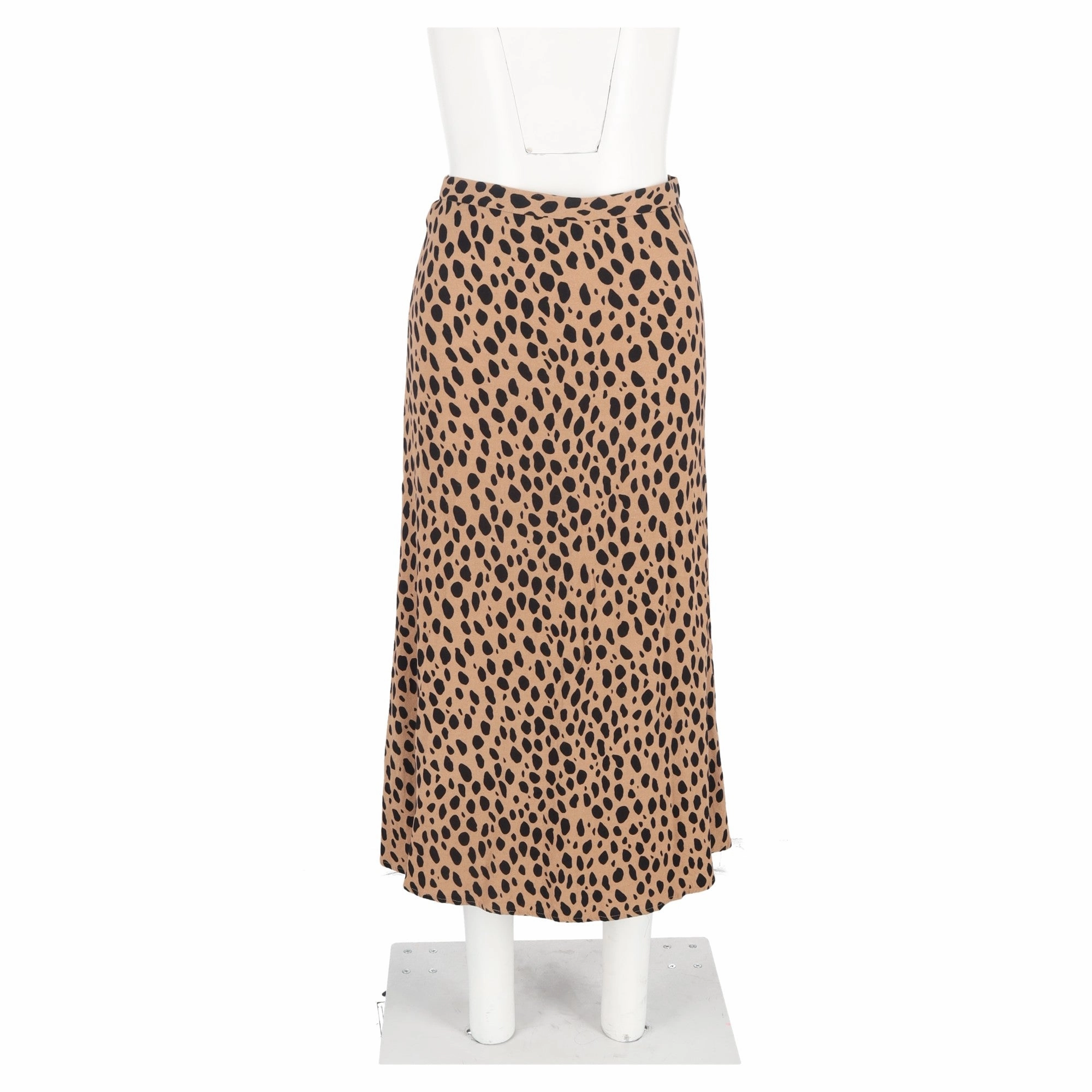 Reformation Leopard Print Midi Skirt in Brown Viscose