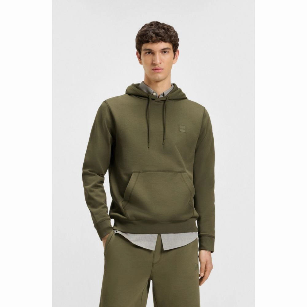 Regular-fit hoodie in cotton terry with logo patch