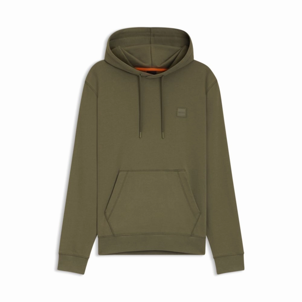 Regular-fit hoodie in cotton terry with logo patch