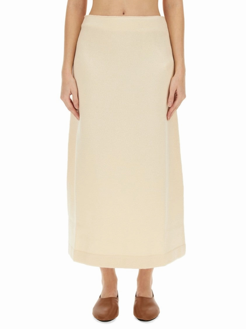 Regular Fit Midi Skirt In Soft Wool