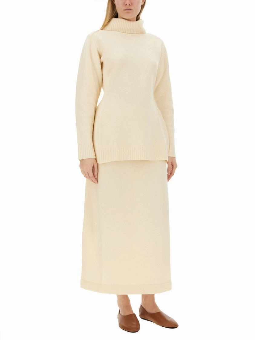 Regular Fit Midi Skirt In Soft Wool