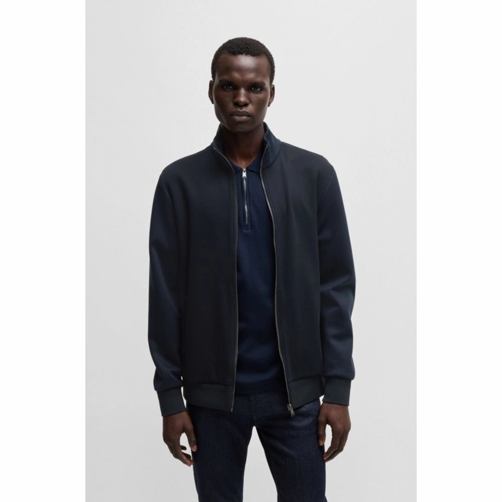 Regular-fit zip-up sweatshirt in stretch cotton