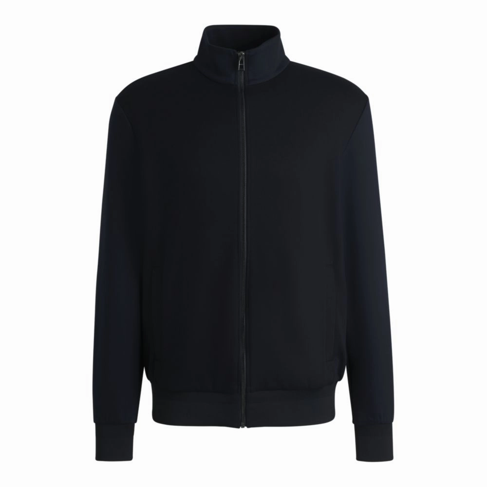 Regular-fit zip-up sweatshirt in stretch cotton