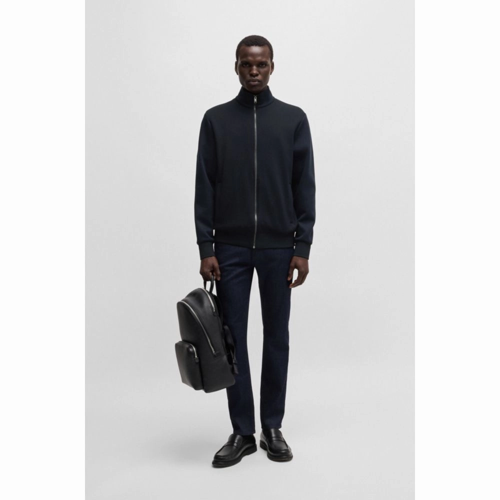 Regular-fit zip-up sweatshirt in stretch cotton