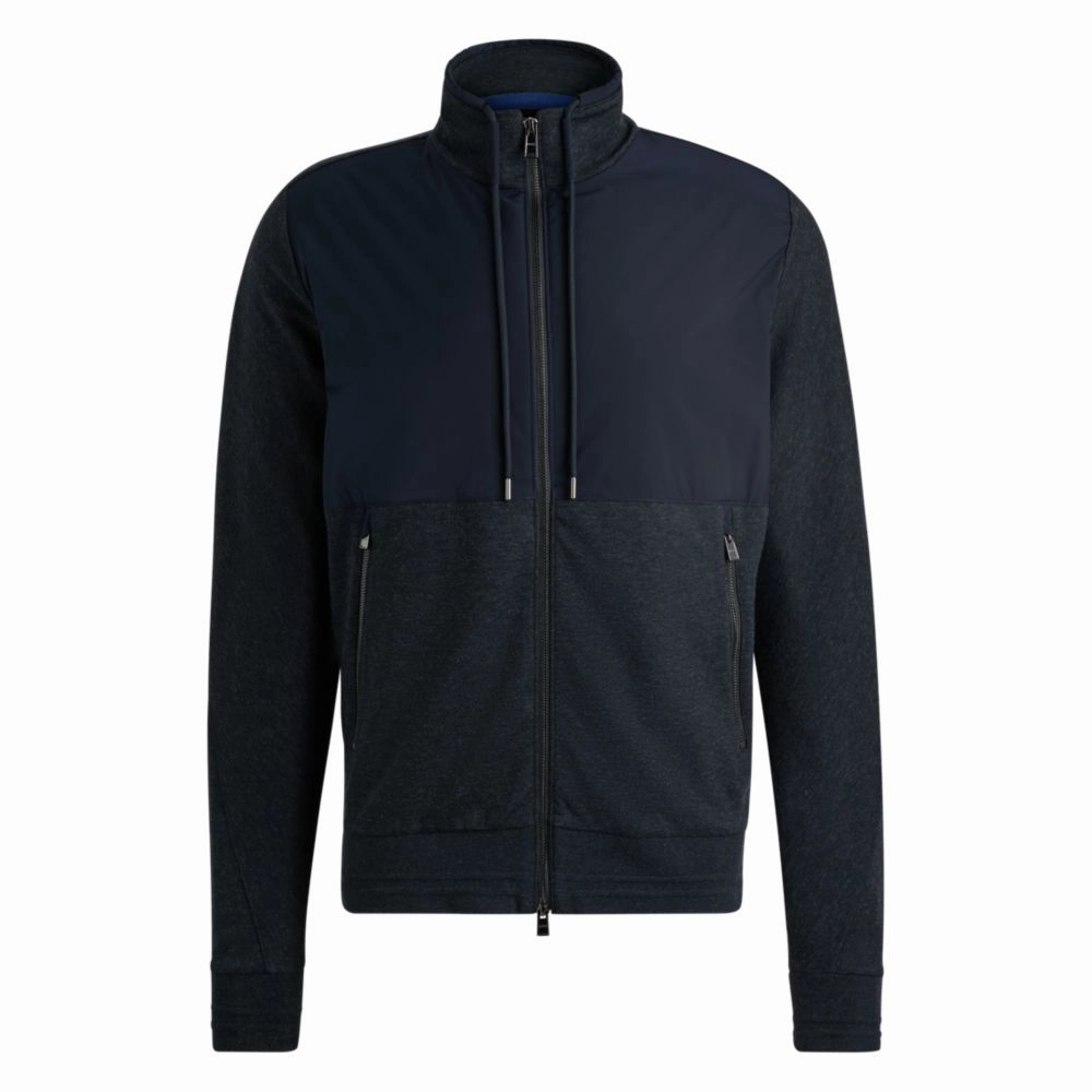 Regular-fit zipped sweatshirt in mixed materials