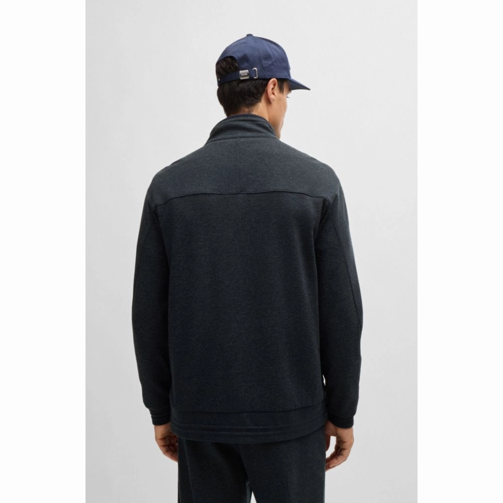 Regular-fit zipped sweatshirt in mixed materials