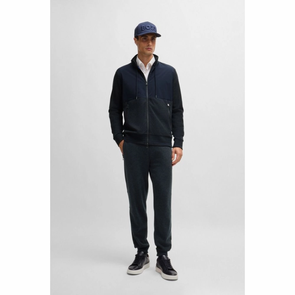 Regular-fit zipped sweatshirt in mixed materials