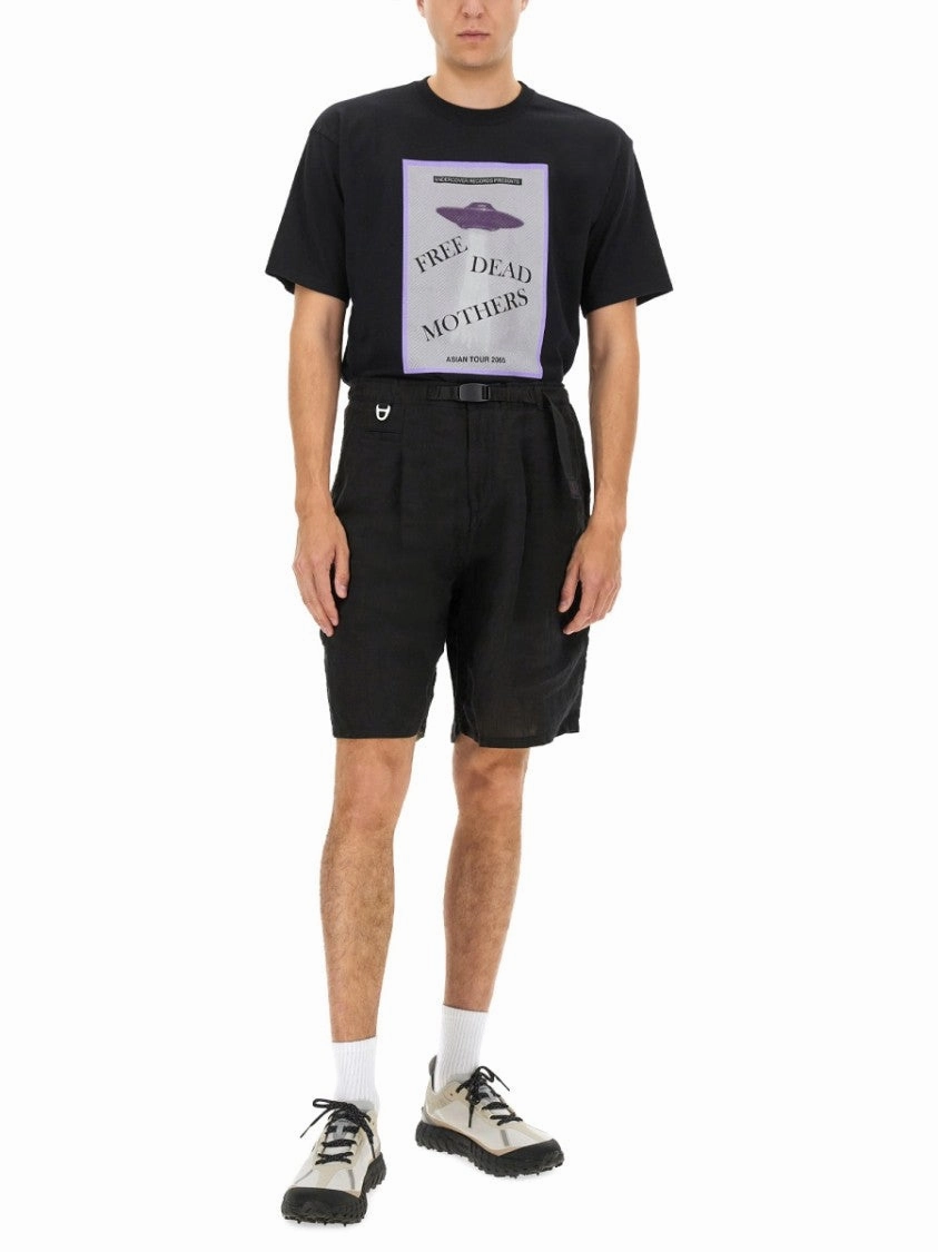 Relaxed Fit Black Linen Shorts
