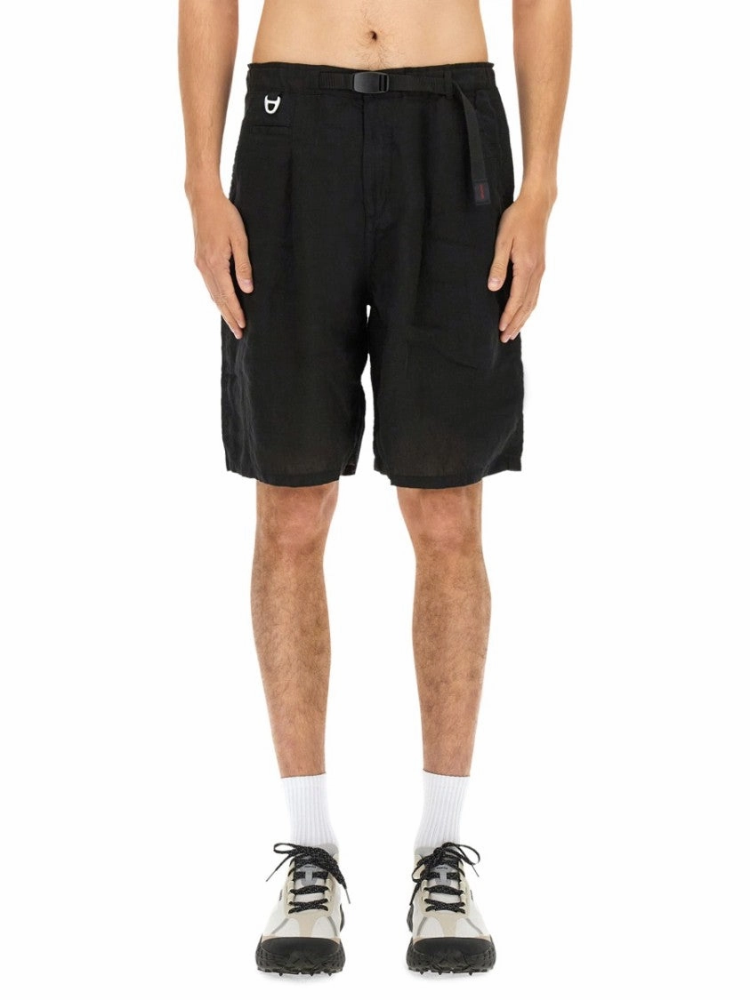 Relaxed Fit Black Linen Shorts