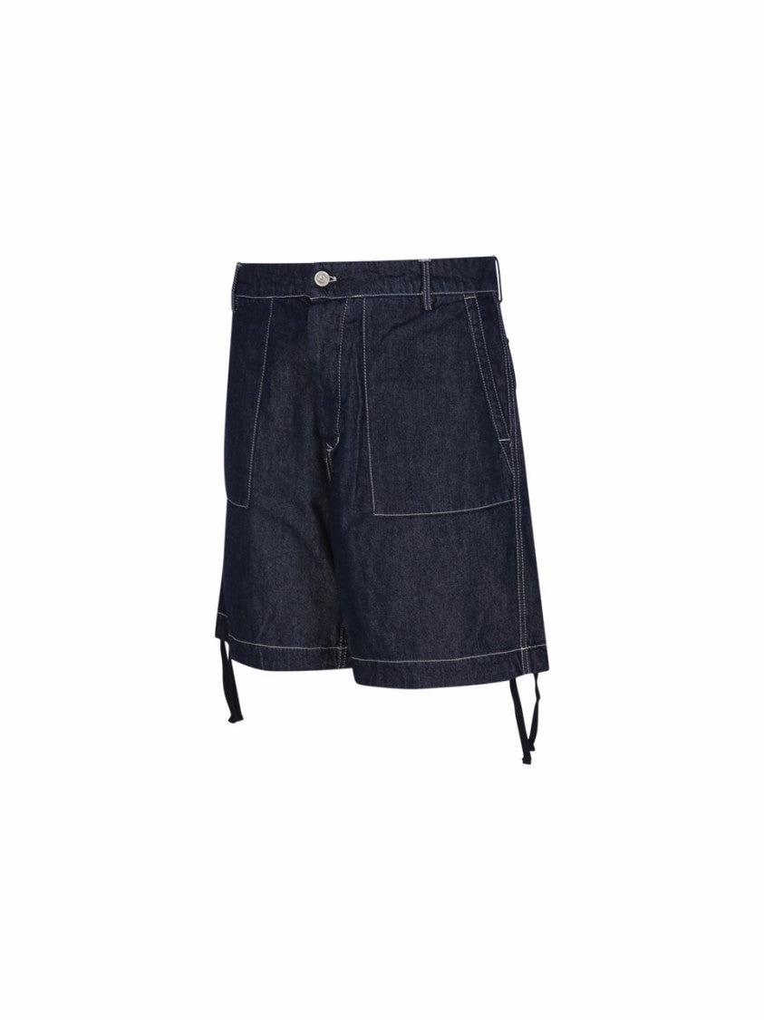 Relaxed Fit Cotton Shorts With Adjustable Hem