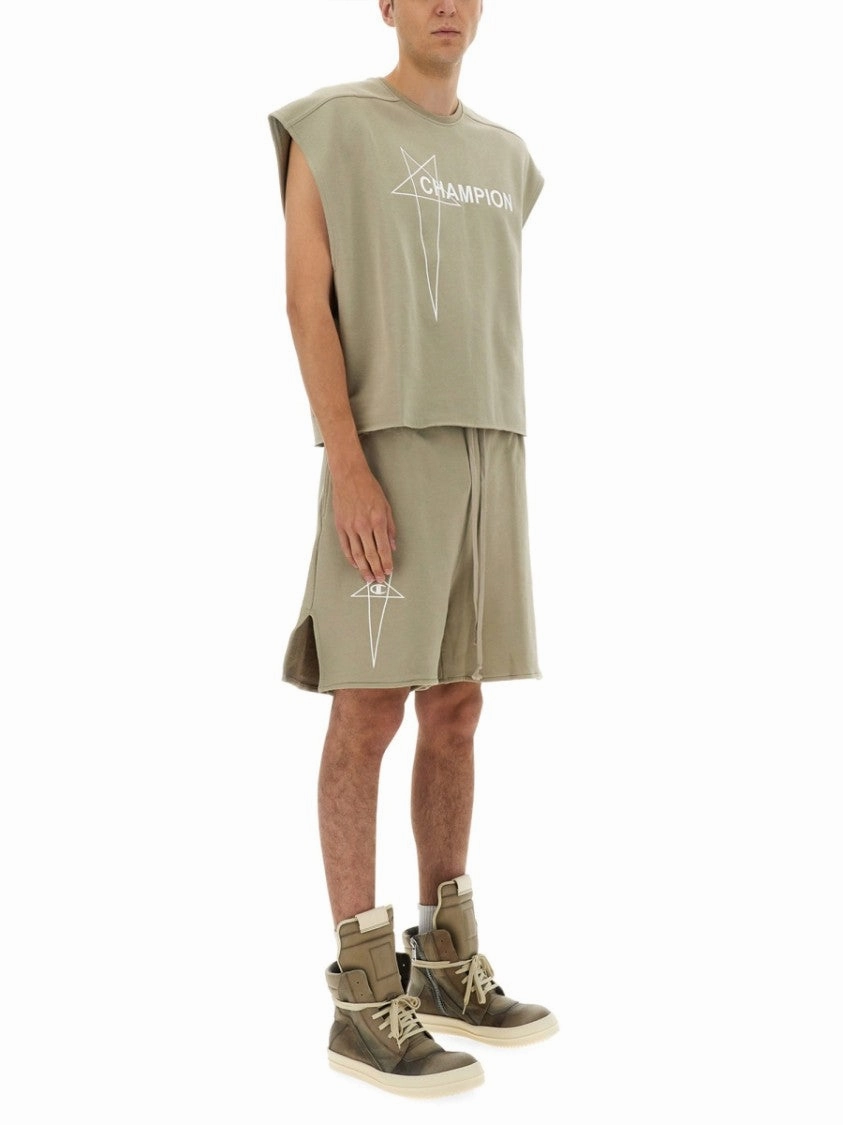 Relaxed Fit Cotton Shorts With Elastic Waistband