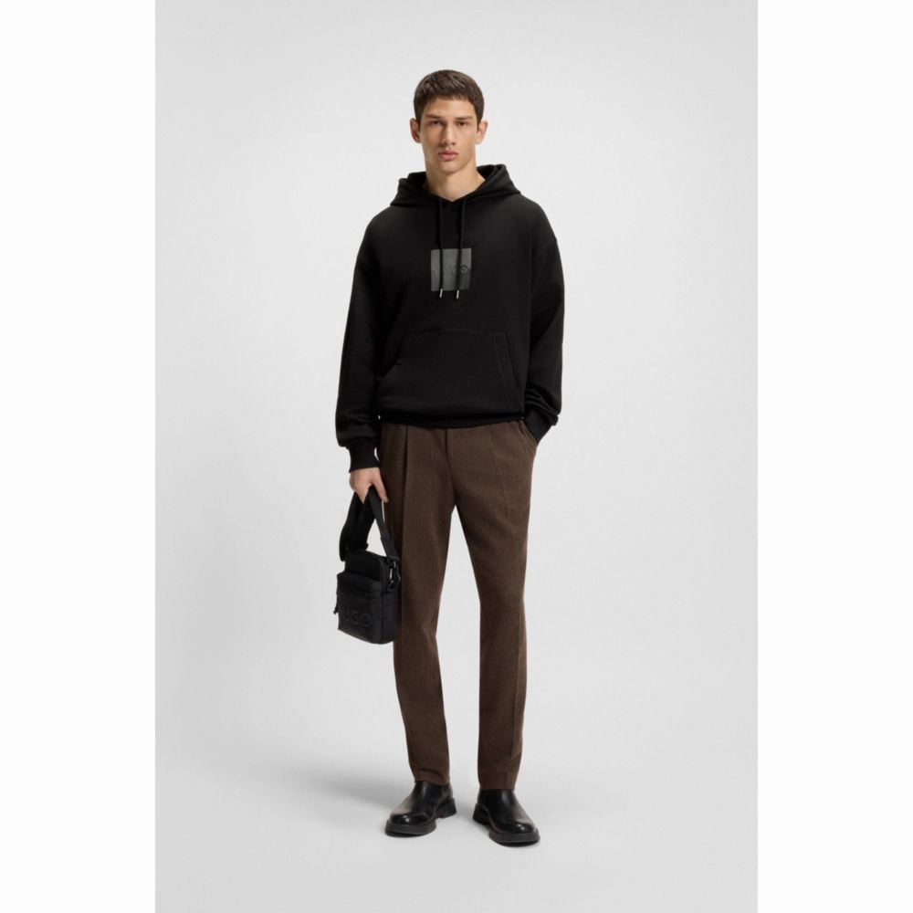 Relaxed-fit hoodie in cotton terry with split logo