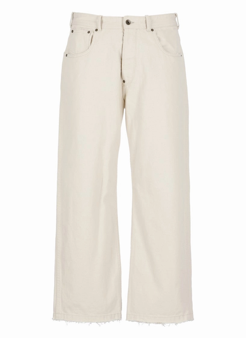 Relaxed Fit Ivory Cotton Pants