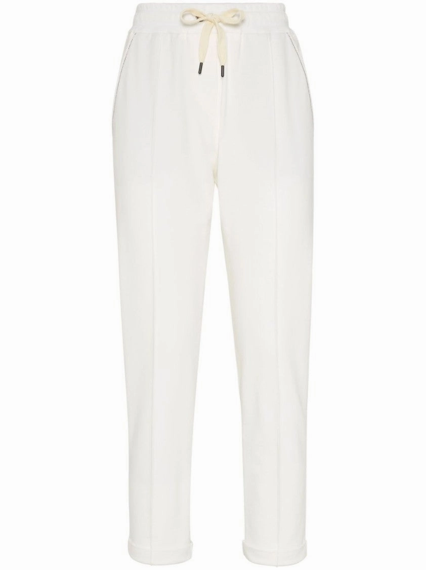 Relaxed-Fit White Trousers With Drawstring Waistband