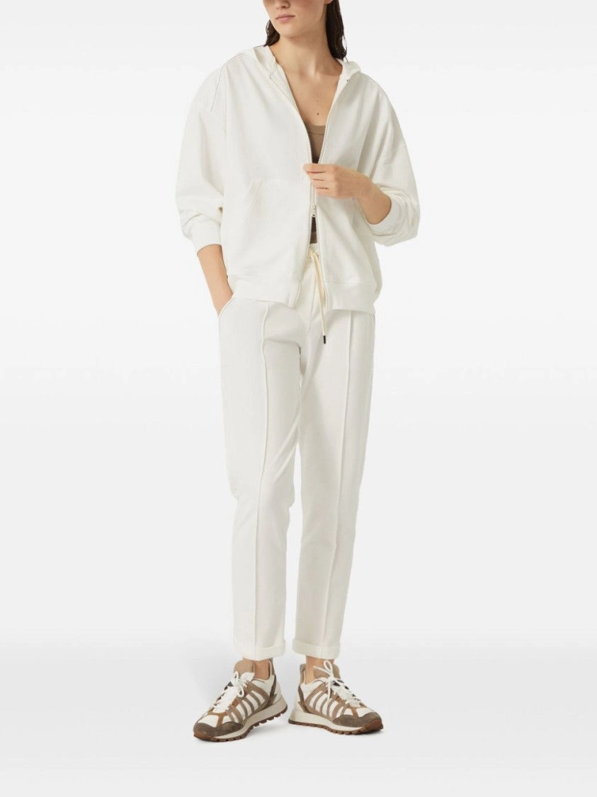 Relaxed-Fit White Trousers With Drawstring Waistband