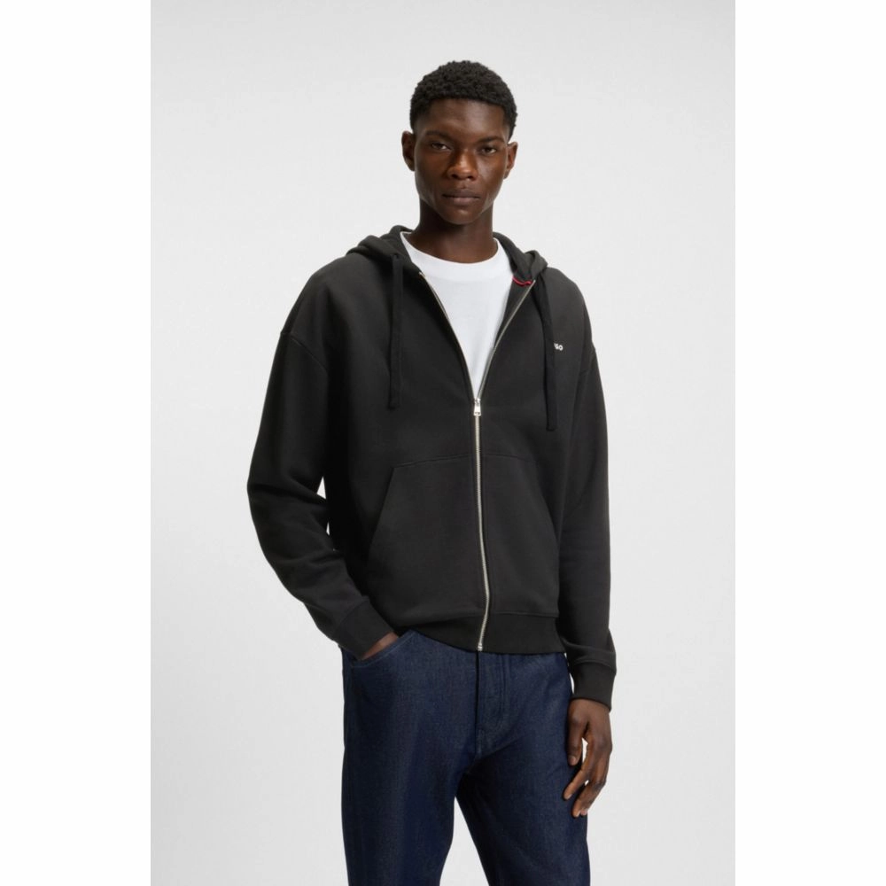 Relaxed-fit zip-up hoodie in cotton terry