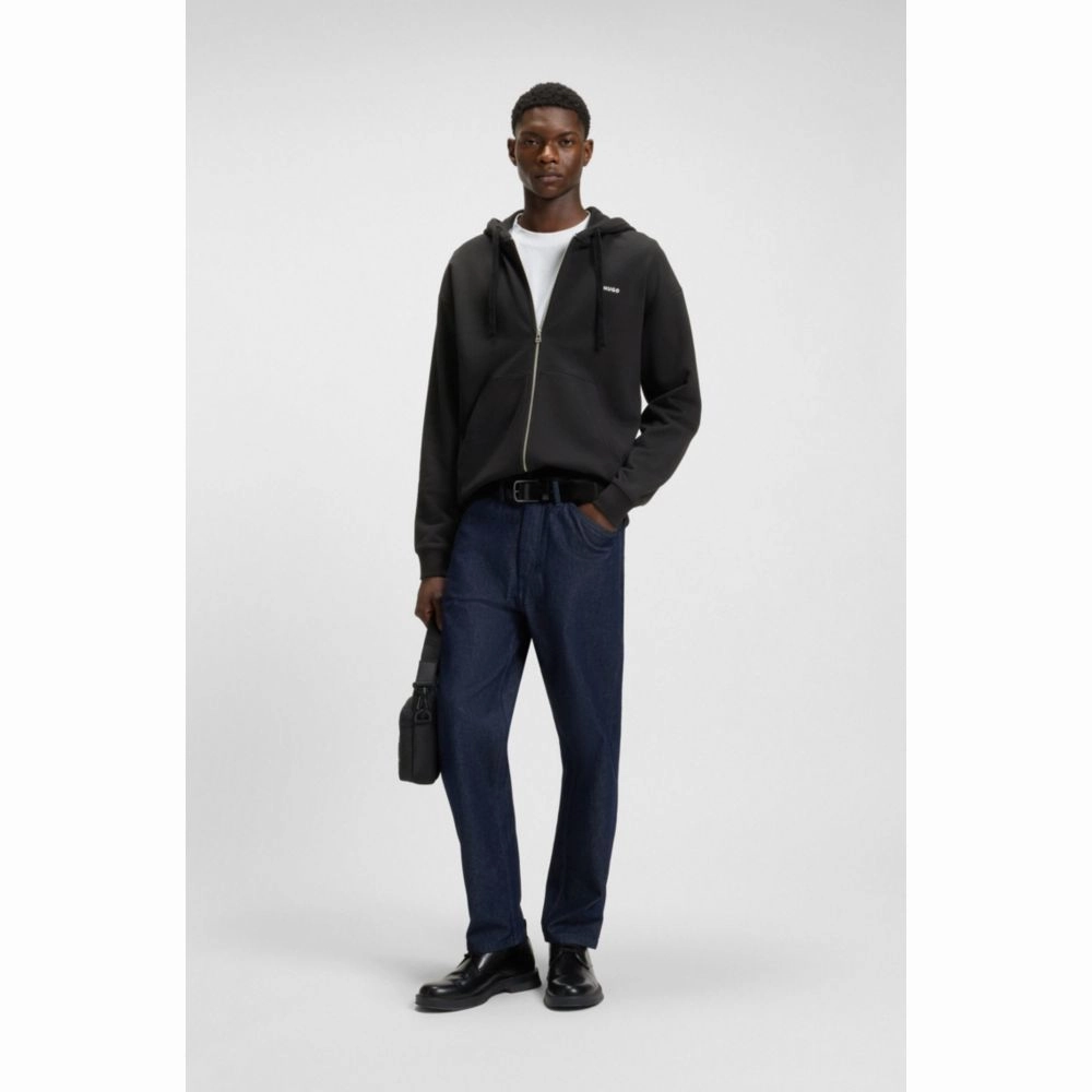 Relaxed-fit zip-up hoodie in cotton terry