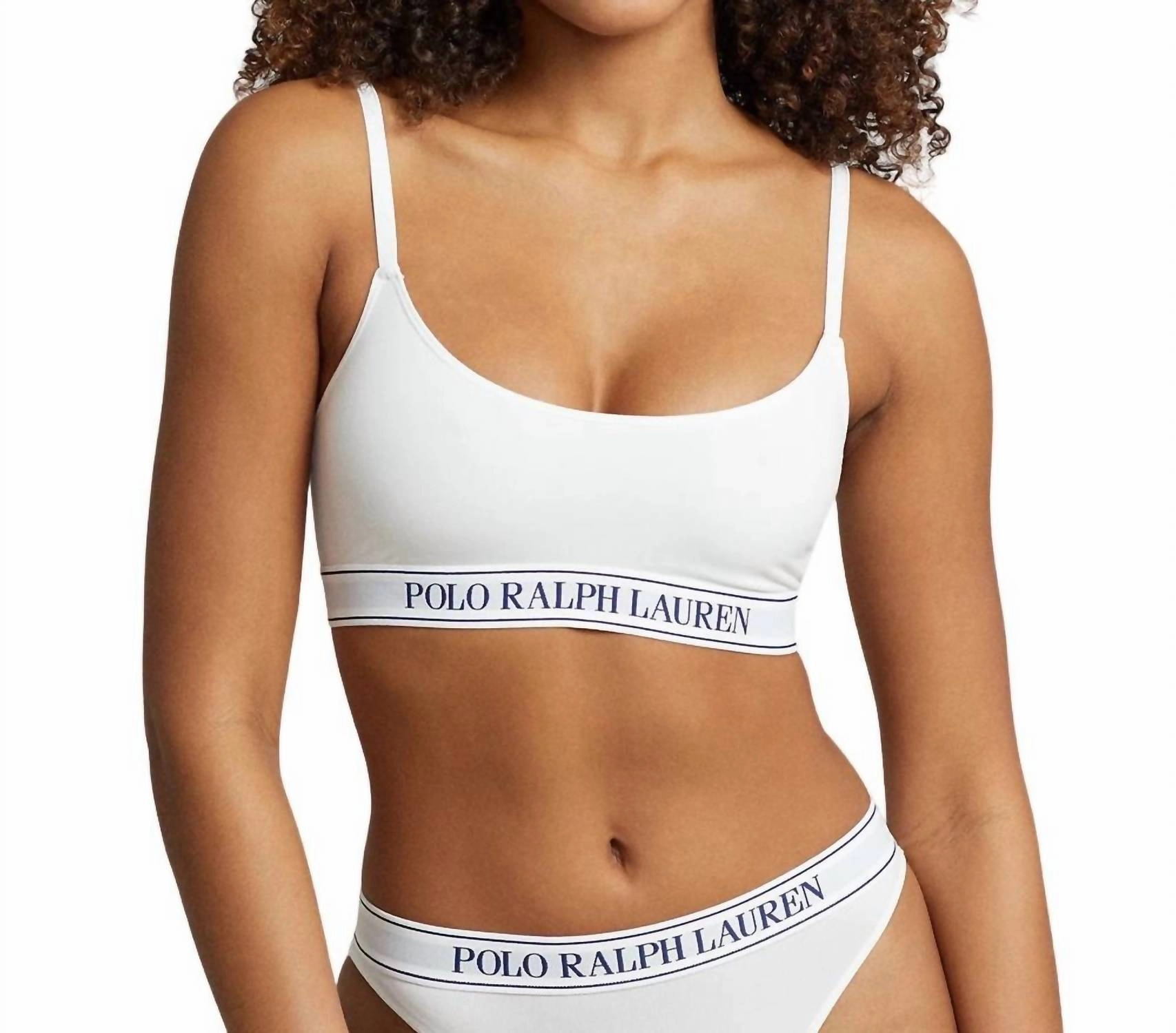 Repeat-Logo Cropped Scoopneck Tank In White Cloud