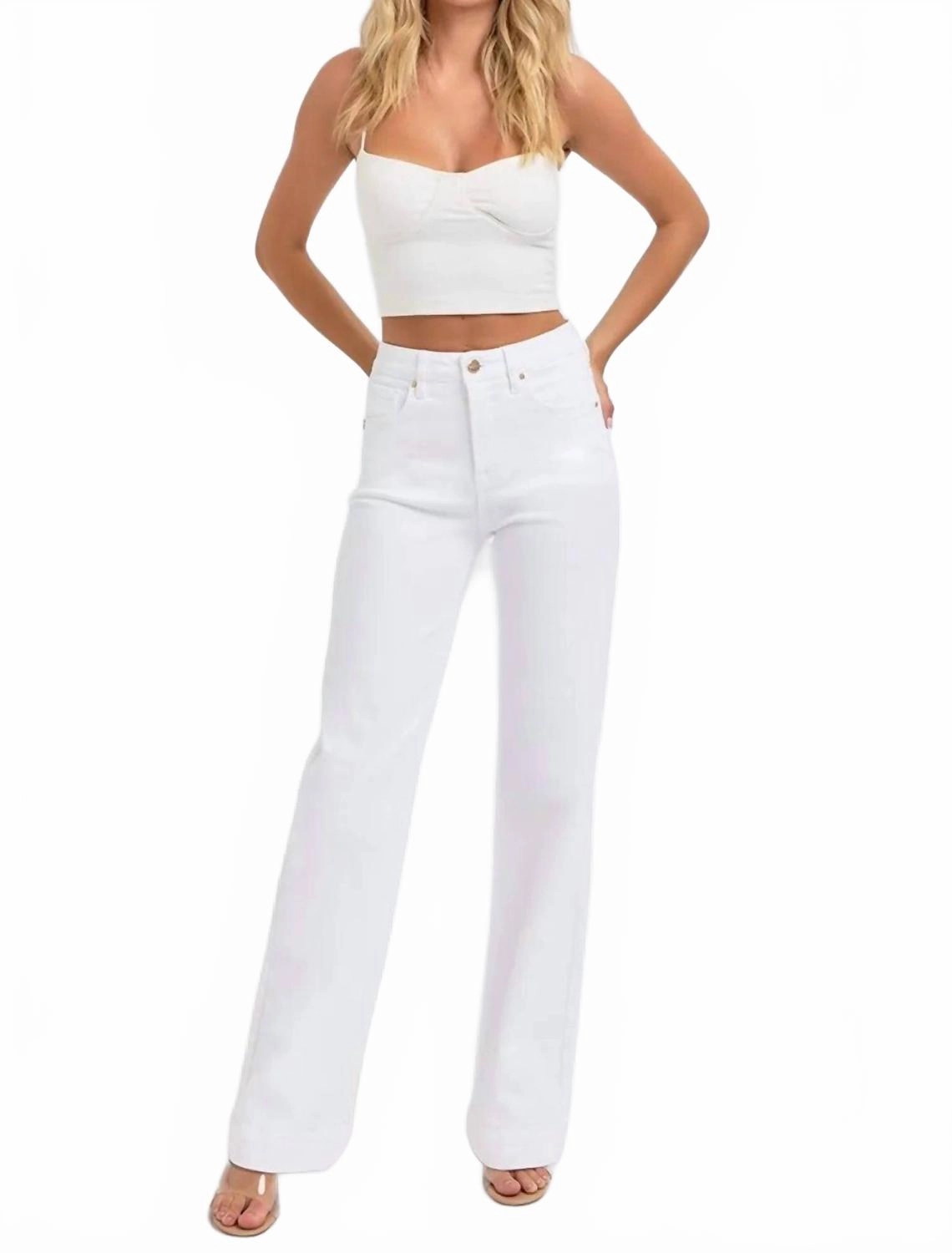 Risen Full Size High Waist Straight Jeans In White