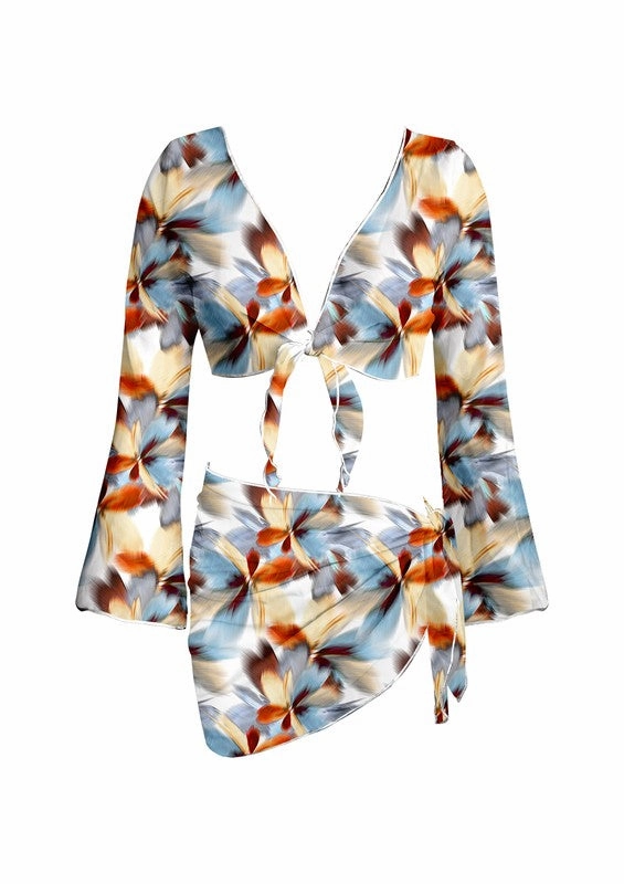 Riviera Long Sleeve Wrap Top & Sarong Set