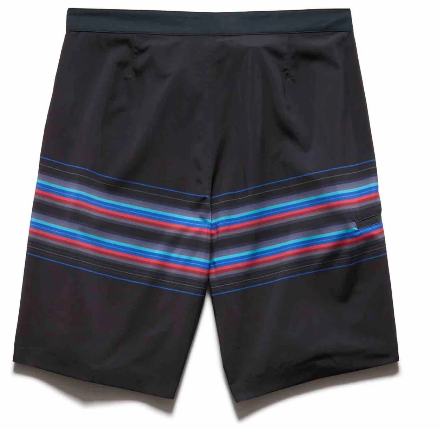 Rockaway Stripe 8" Board Shorts In Black/red