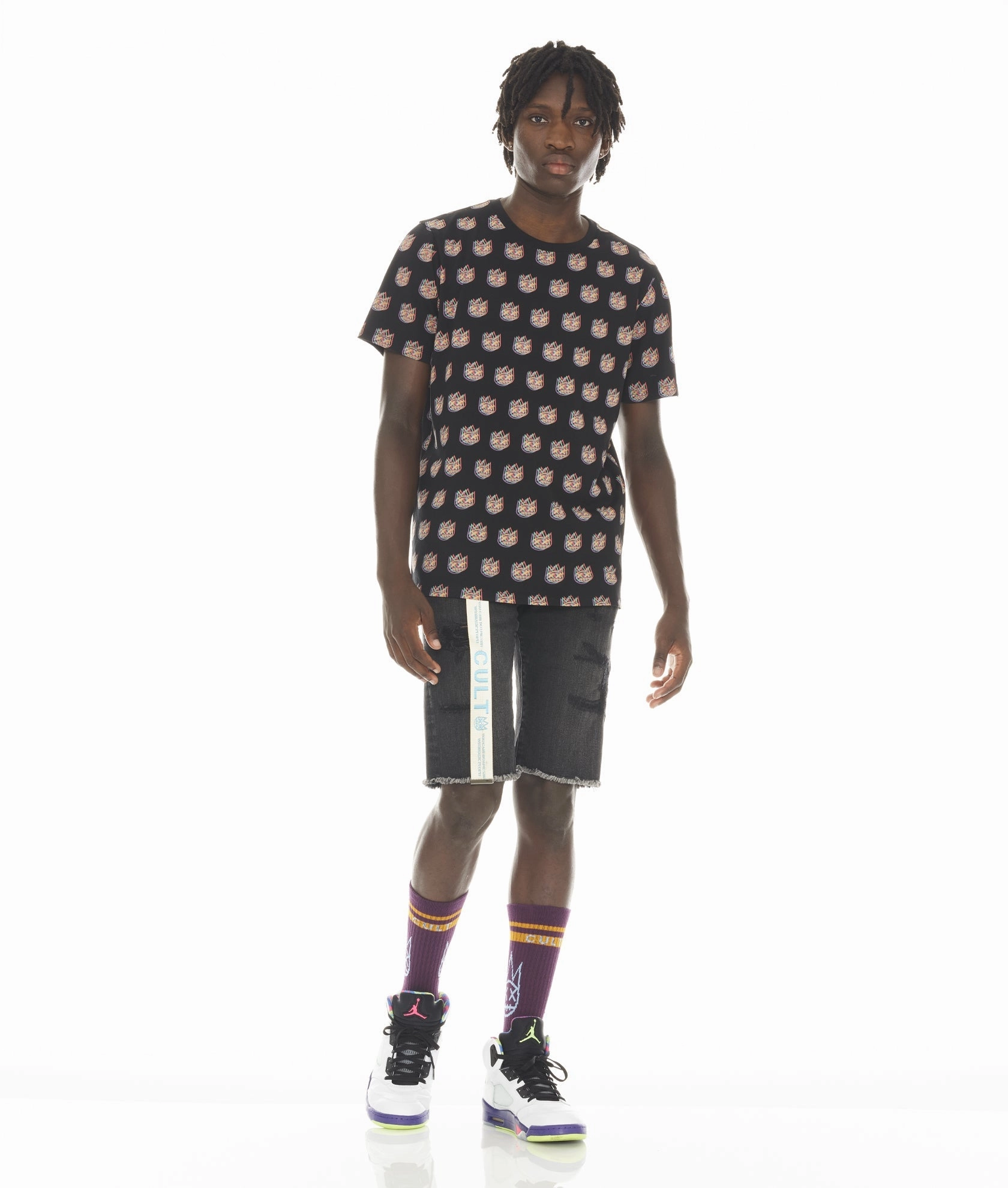 ROCKER SHORT STRETCH w/ BELT IN JET BLACK