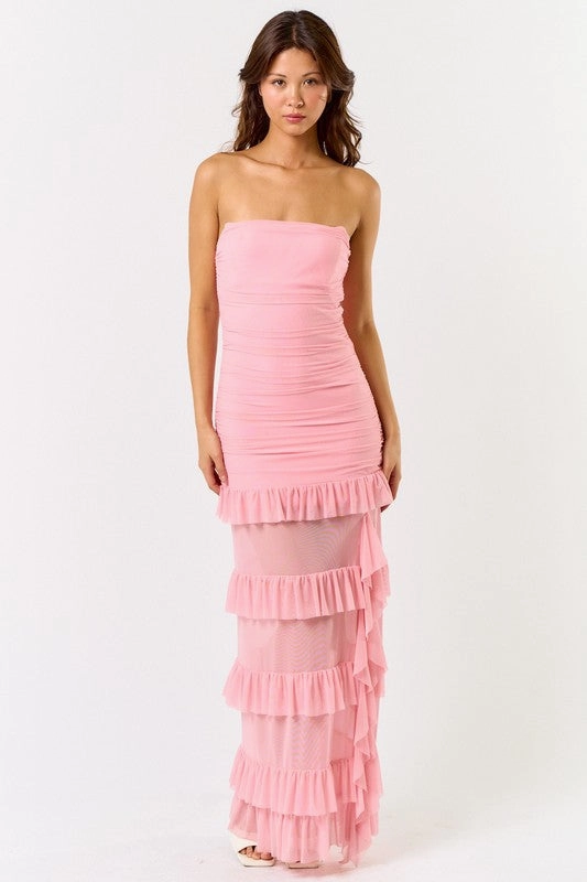 Ros Ruffle Corset Maxi Dress