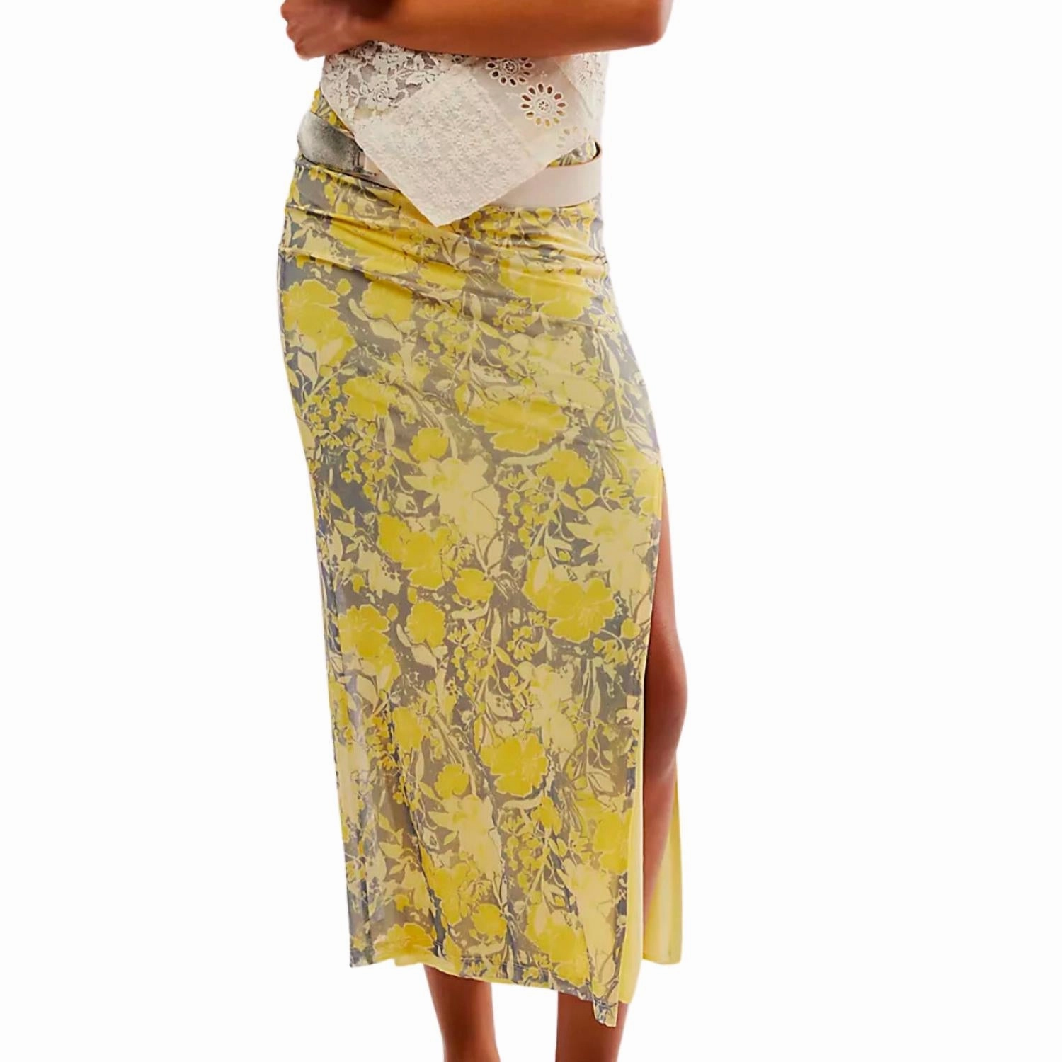 Rosalie Mesh Midi Skirt In Black Combo