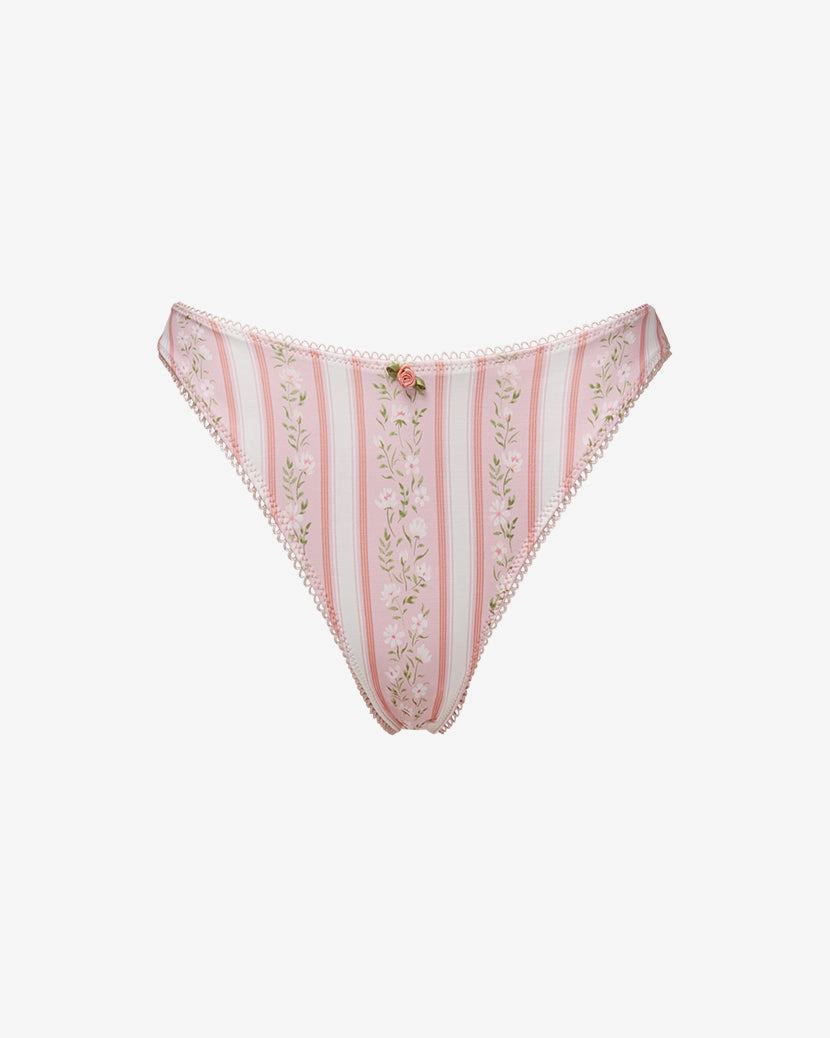 Rosette Scoop Floral Stripes Bikini Bottom