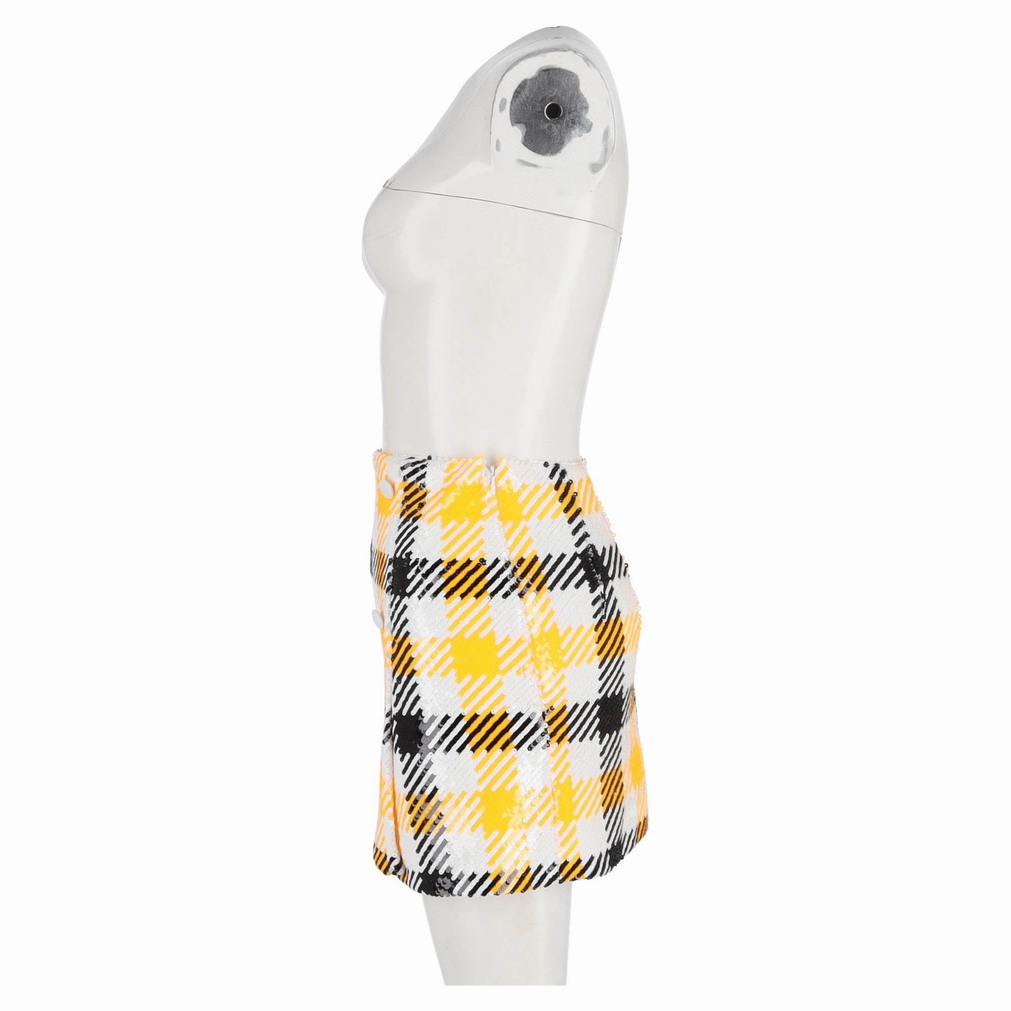 Rotate Birger Christensen Plaid Mini Skirt in Yellow Polyester