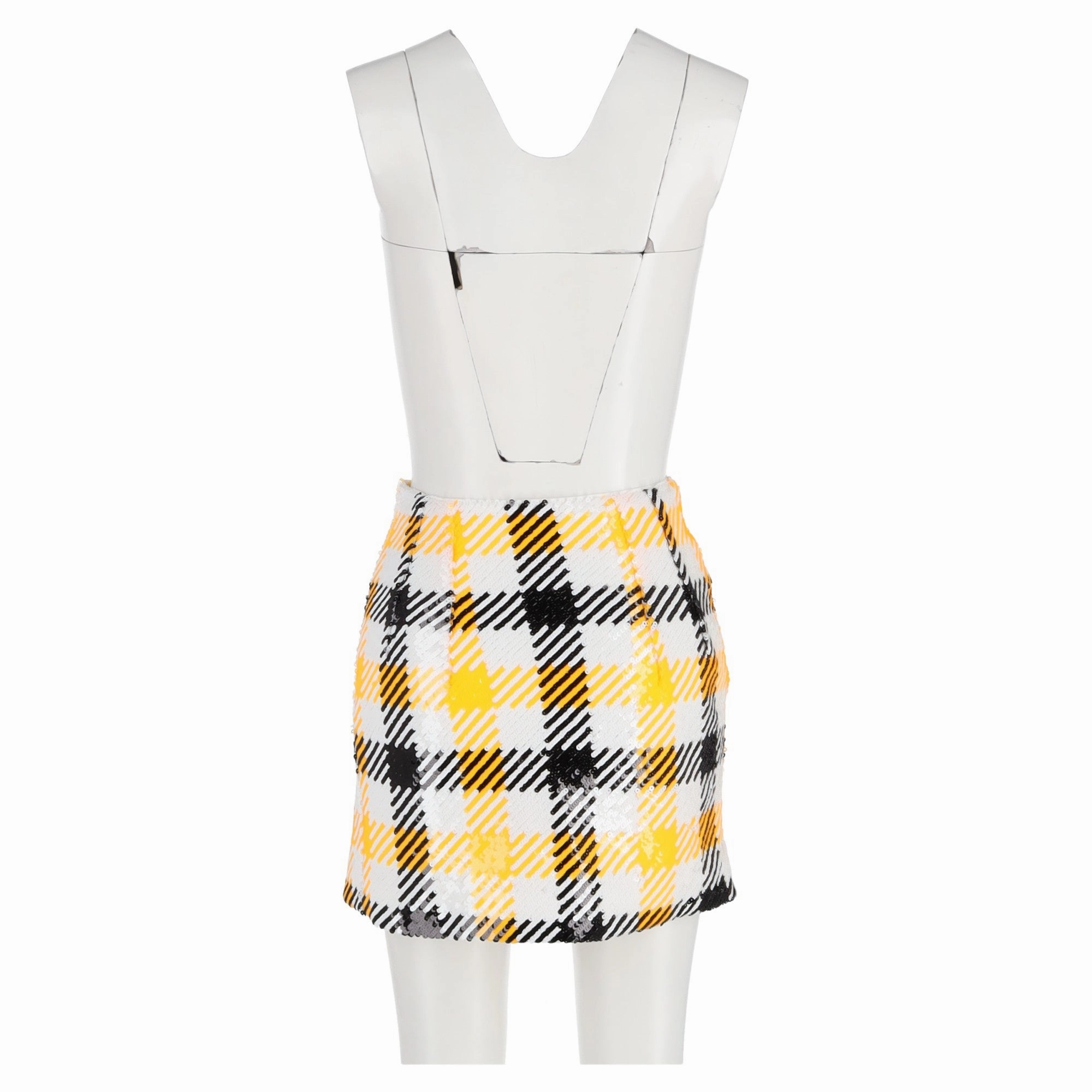 Rotate Birger Christensen Plaid Mini Skirt in Yellow Polyester