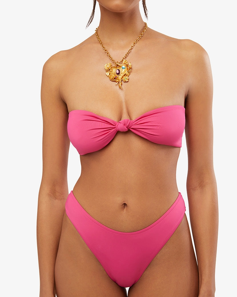 Ruched Tie Bandeau Bikini Top