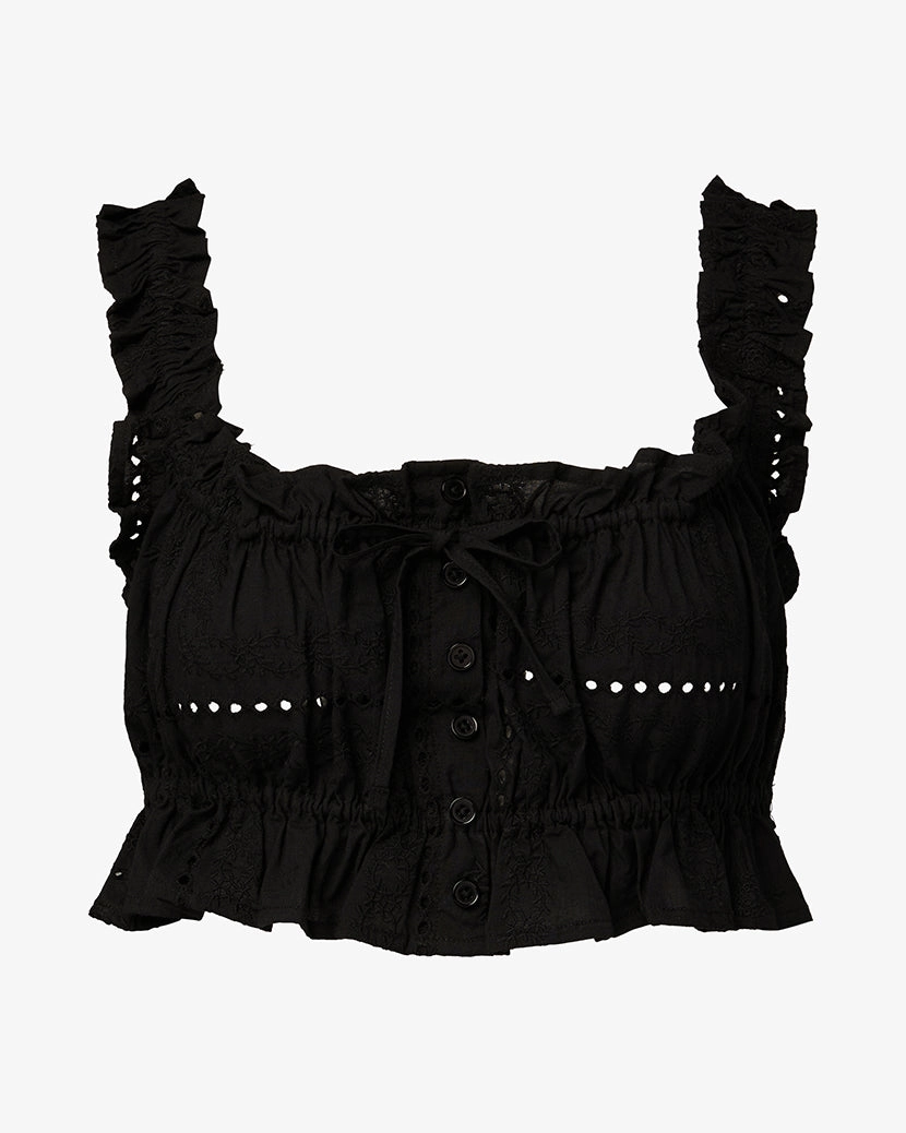 Ruffle Button Crop Top