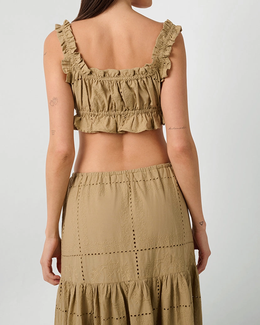 Ruffle Button Crop Top