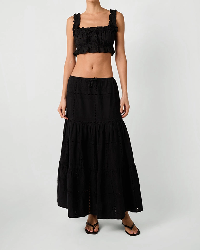 Ruffle Button Crop Top