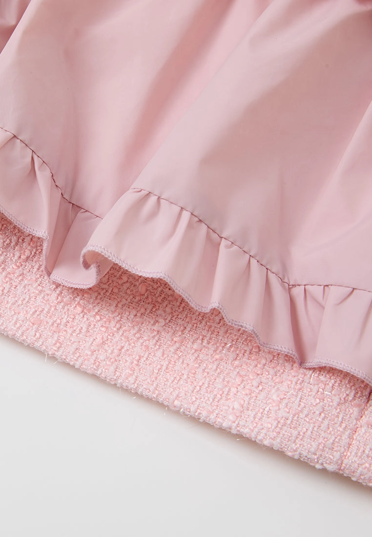 Ruffle-detail Crystal-button Tweed Jacket Pink